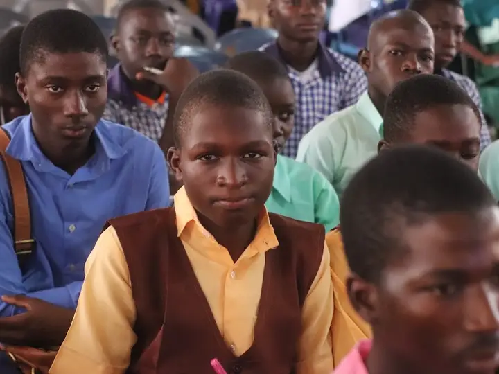 Secondary school students in the hall
